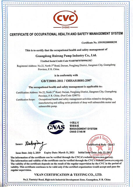 Moteur submersible de 50Hz