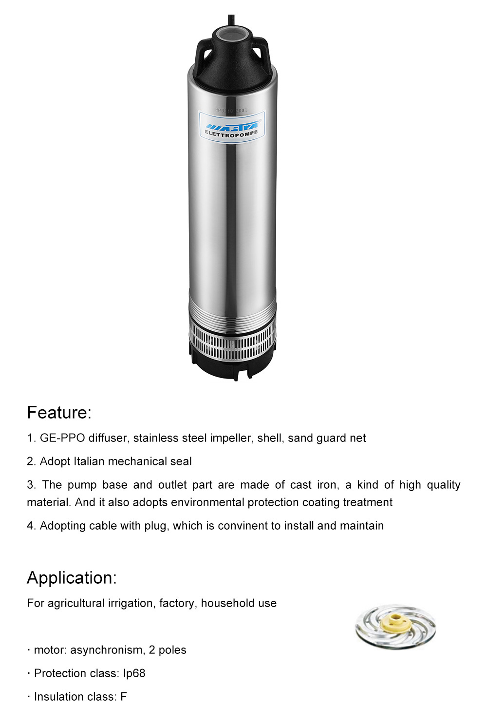 pompe submersible d'approvisionnement de tracteur